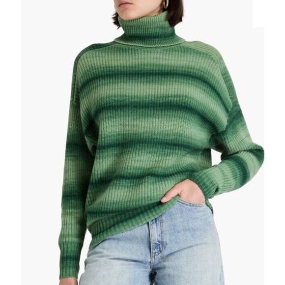 Autumn Cashmere Sweaters - Autumn Cashmere & Wool Turtleneck Sweater ltalian Yarn Green Womens XS MSRP $420